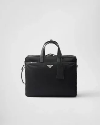 Aktovka z materiálu Re-Nylon a kůže Saffiano