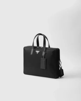 Aktovka z materiálu Re-Nylon a kůže Saffiano
