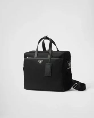 Aktovka z materiálu Re-Nylon a kůže Saffiano