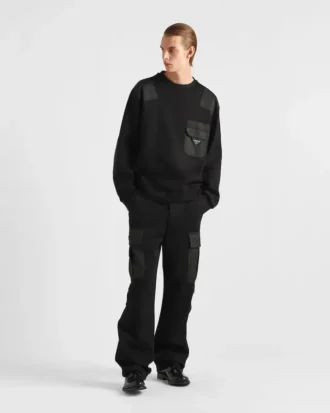 Bavlněné fleecové kalhoty s detaily z materiálu Re-Nylon
