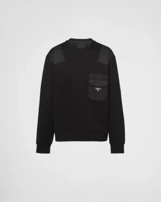Bavlněná mikina s detaily z materiálu Re-Nylon