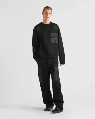 Bavlněná mikina s detaily z materiálu Re-Nylon