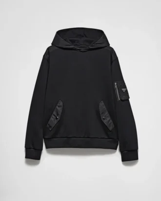 Bavlněná mikina s kapucí z fleece a Re-Nylon
