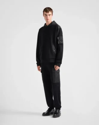 Bavlněná mikina s kapucí z fleece a Re-Nylon