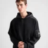 Bavlněná mikina s kapucí z fleece a Re-Nylon Bavlněná mikina s kapucí z fleece a Re-Nylon