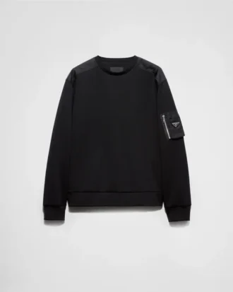 Bavlněná mikina z fleece a materiálu Re-Nylon