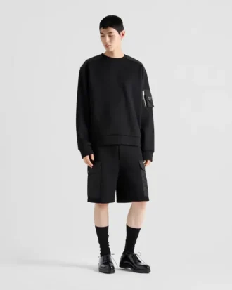 Bavlněná mikina z fleece a materiálu Re-Nylon