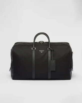 Cestovní taška z materiálu Re-Nylon a kůže Saffiano