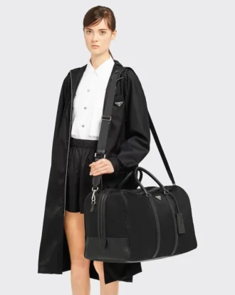 Cestovní taška z materiálu Re-Nylon a kůže Saffiano