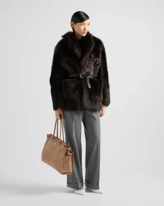 Extra velká kožená kabelka Prada Bonnie