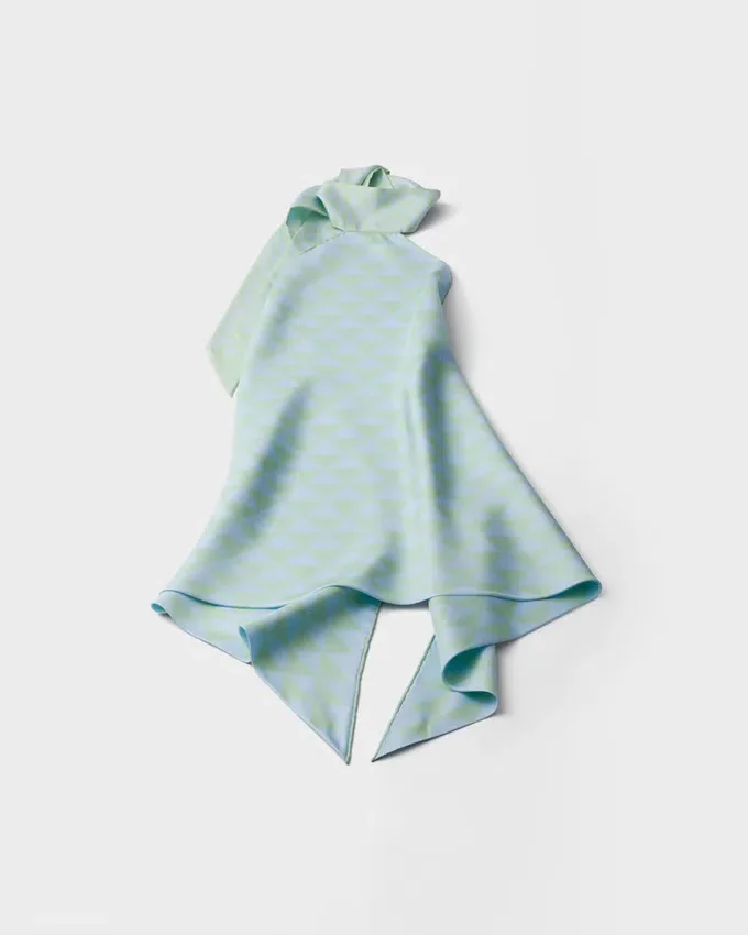 Halter top z potištěného hedvábného kepru Halter top z potištěného hedvábného kepru