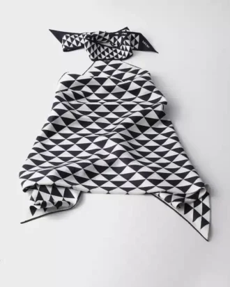 Halter top z potištěného hedvábného kepru Halter top z potištěného hedvábného kepru