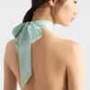 Halter top z potištěného hedvábného kepru Halter top z potištěného hedvábného kepru