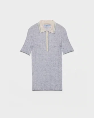Kašmírový, hedvábný a lněný svetr typu polo