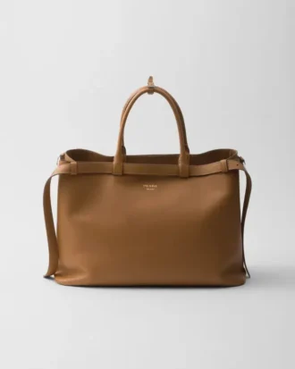 Kožená kabelka Prada Buckle s dvojitým páskem