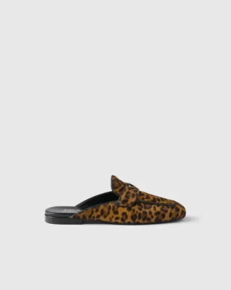 Kožené pantofle s leopardím potiskem