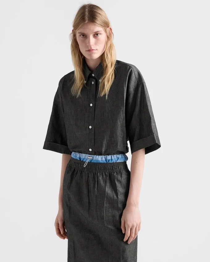 Košile s krátkými rukávy z chambray Košile s krátkými rukávy z chambray