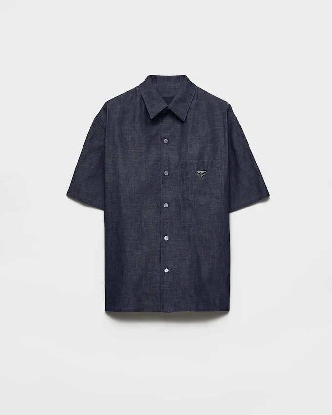 Košile s krátkými rukávy z chambray denimu Košile s krátkými rukávy z chambray denimu