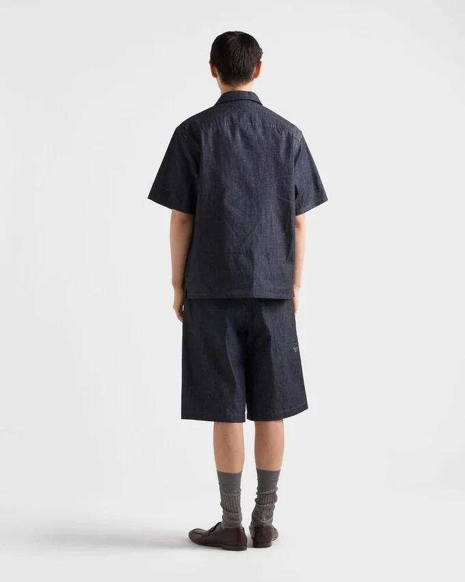 Košile s krátkými rukávy z chambray denimu Košile s krátkými rukávy z chambray denimu