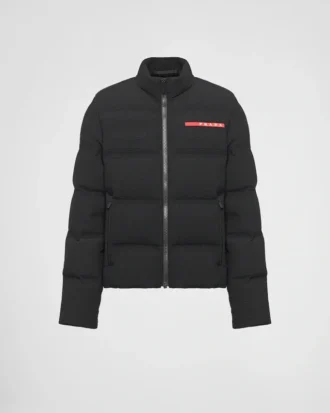 Krátká technická pletená péřová bunda