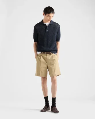 Lněno-bavlněné polo tričko