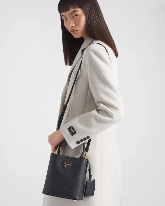 Malá kožená taška Prada Panier z kůže Saffiano Malá kožená taška Prada Panier z kůže Saffiano