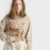 Malá lněná a kožená kabelka Prada Bonnie Malá lněná a kožená kabelka Prada Bonnie