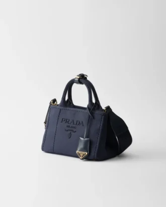 Mini bavlněná plátěná kabelka Prada Jardiniare
