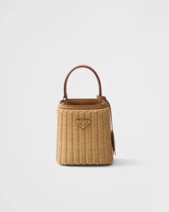 Mini taška Prada Panier z proutí a kůže Mini taška Prada Panier z proutí a kůže