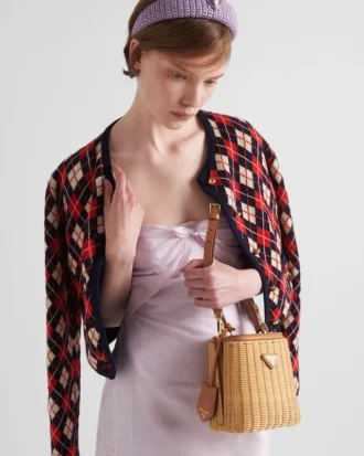 Mini taška Prada Panier z proutí a kůže Mini taška Prada Panier z proutí a kůže