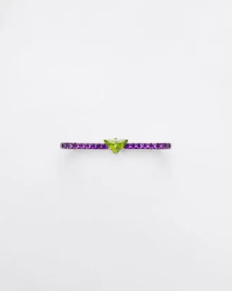 Náramek Couleur Vivante – bílé zlato s peridotem a ametystem