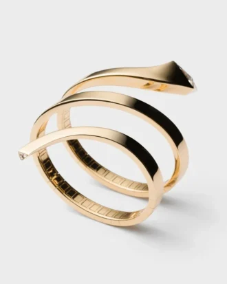 Náramek Eternal Gold Snake ze žlutého zlata a diamantů vypěstovaných v laboratoři