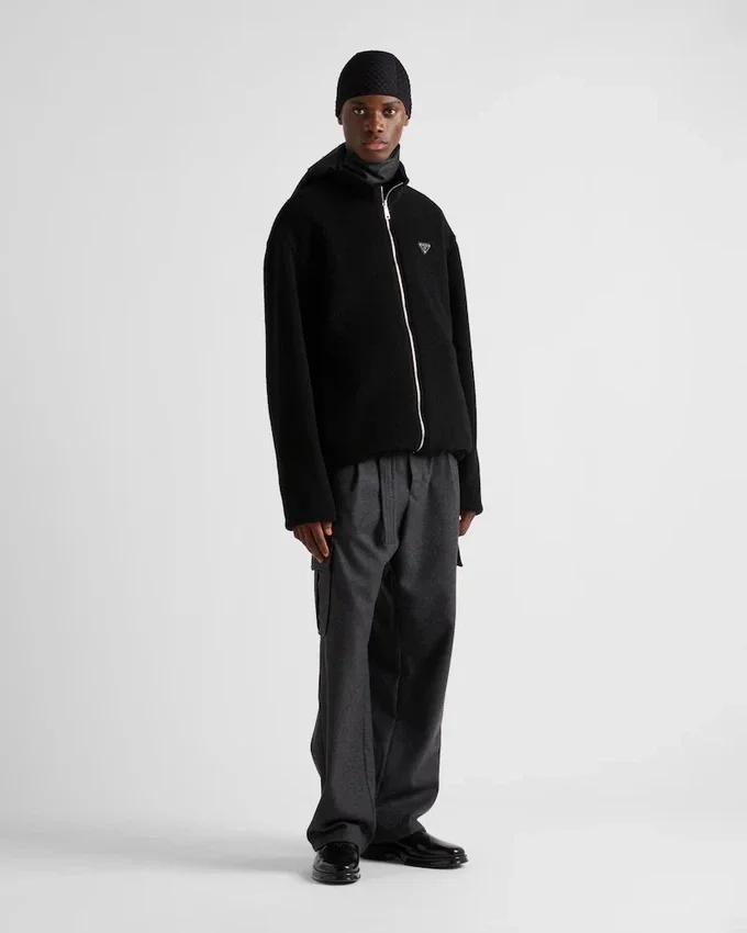 Oboustranný kardigan z fleece a kašmírové směsi Oboustranný kardigan z fleece a kašmírové směsi