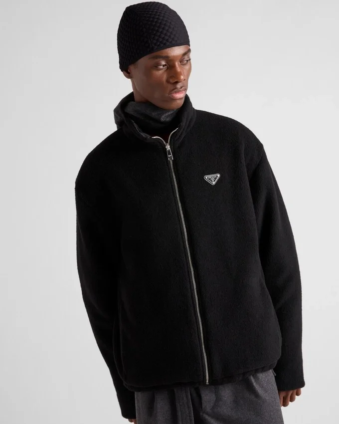 Oboustranný kardigan z fleece a kašmírové směsi Oboustranný kardigan z fleece a kašmírové směsi