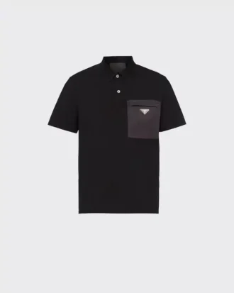 Polo tričko z elastické bavlny s detaily z materiálu Re-Nylon