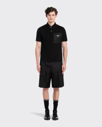 Polo tričko z elastické bavlny s detaily z materiálu Re-Nylon