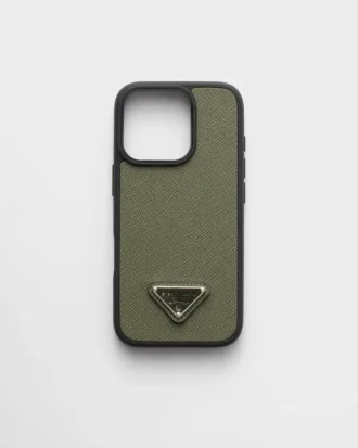 Pouzdro z kůže Saffiano pro iPhone 16 Pro