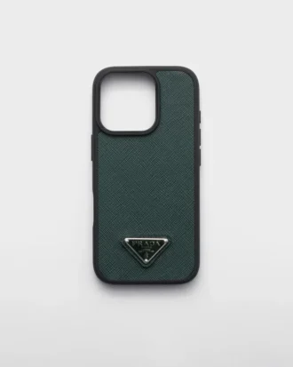 Pouzdro z kůže Saffiano pro iPhone 16 Pro Pouzdro z kůže Saffiano pro iPhone 16 Pro