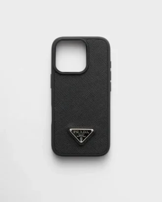 Pouzdro z kůže Saffiano pro iPhone 16 Pro