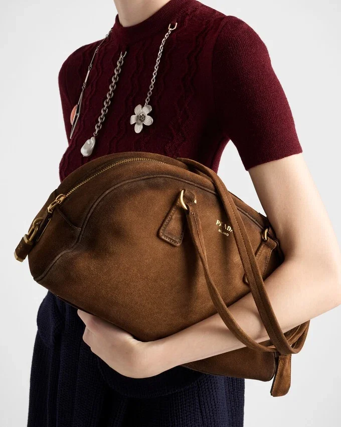 Prada Bowling Medium Suede Bag Prada Bowling Medium Suede Bag