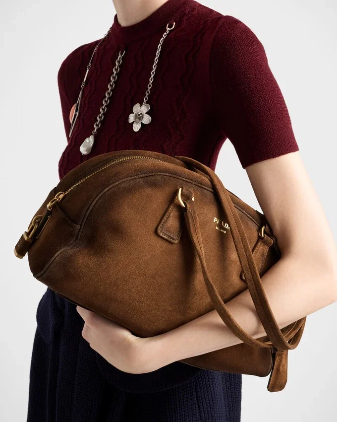 Prada Bowling Medium Suede Bag Prada Bowling Medium Suede Bag