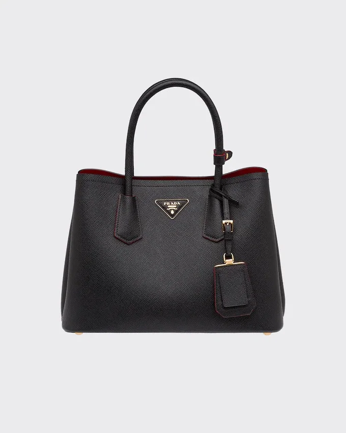 Prada Double středně velká kabelka z kůže Saffiano Prada Double středně velká kabelka z kůže Saffiano