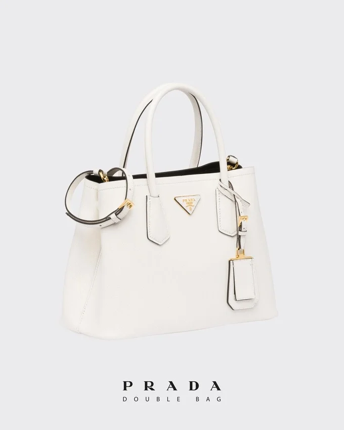 Prada Double středně velká kabelka z kůže Saffiano Prada Double středně velká kabelka z kůže Saffiano