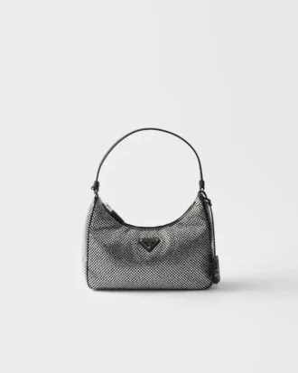 Prada Re-Edition 2005 Mini saténová taška s krystaly