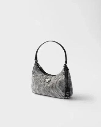 Prada Re-Edition 2005 Mini saténová taška s krystaly
