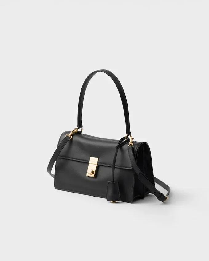 Prada Soft Středně velká kožená taška přes rameno Prada Soft Středně velká kožená taška přes rameno