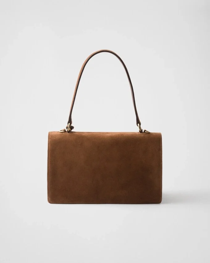 Prada Soft Středně velká semišová taška přes rameno Prada Soft Středně velká semišová taška přes rameno