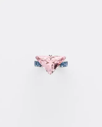 Prsten Couleur Vivante Solitaire – bílé zlato s morganitem a akvamarínem Prsten Couleur Vivante Solitaire – bílé zlato s morganitem a akvamarínem