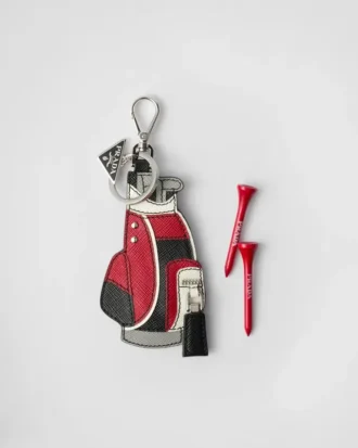 Přívěsek na tašku na golfové tee z kůže Saffiano