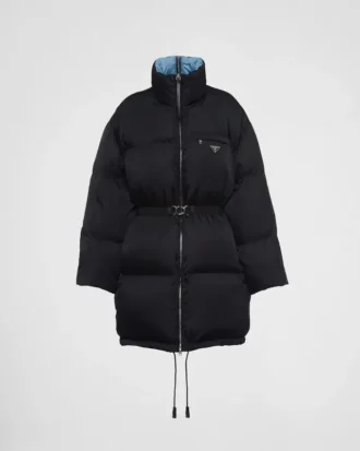Re-Nylonový kabát s kapucí z gabardínu